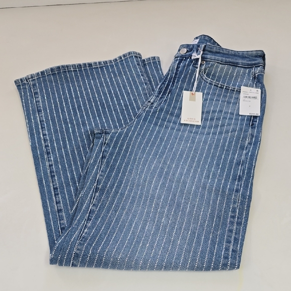 Good American GOOD EASE RELAXED DIAMOND JEANS - NWT - Size 6 - crystal pinstripe - Picture 2 of 16